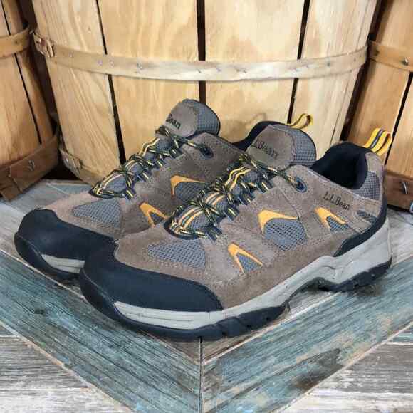 L.L. Bean Trail Model Tan Suede Mesh Waterproof Hiking Shoes Womens Size 10 - Picture 3 of 10